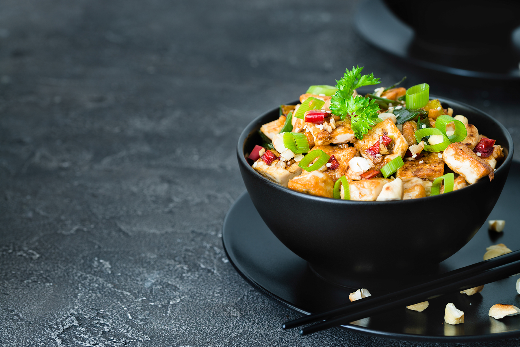 Cashew and Tofu Stir-Fry Over Brown Rice