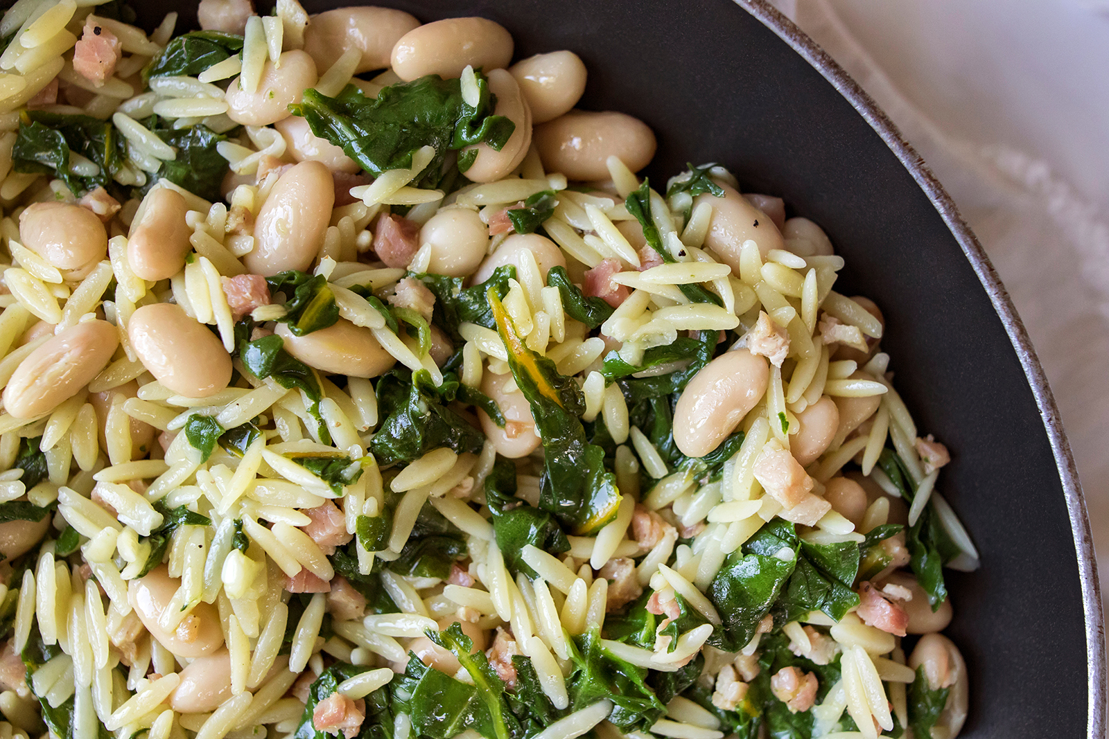 One-Pot Harissa White Bean Orzo Bake